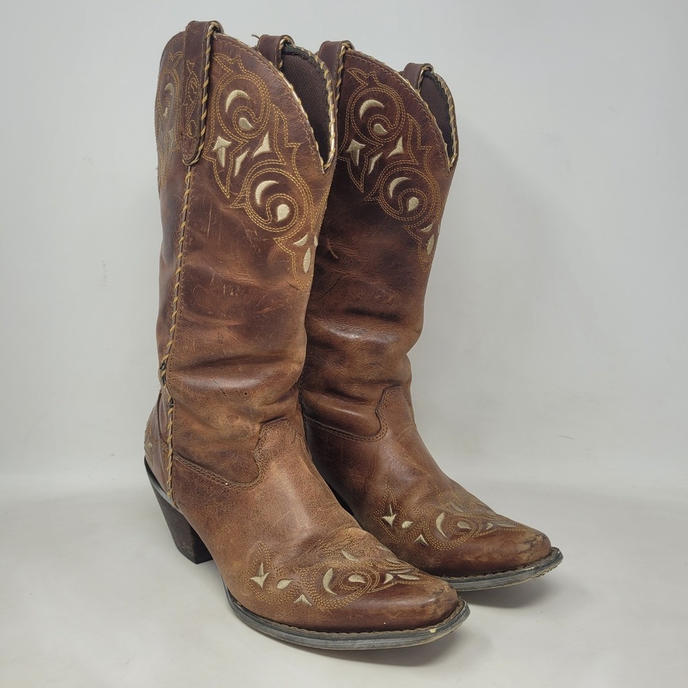 Durango Boots 7.5 Brown Leather Embroidered Western Cowgirl Cowboy Rodeo RD5414